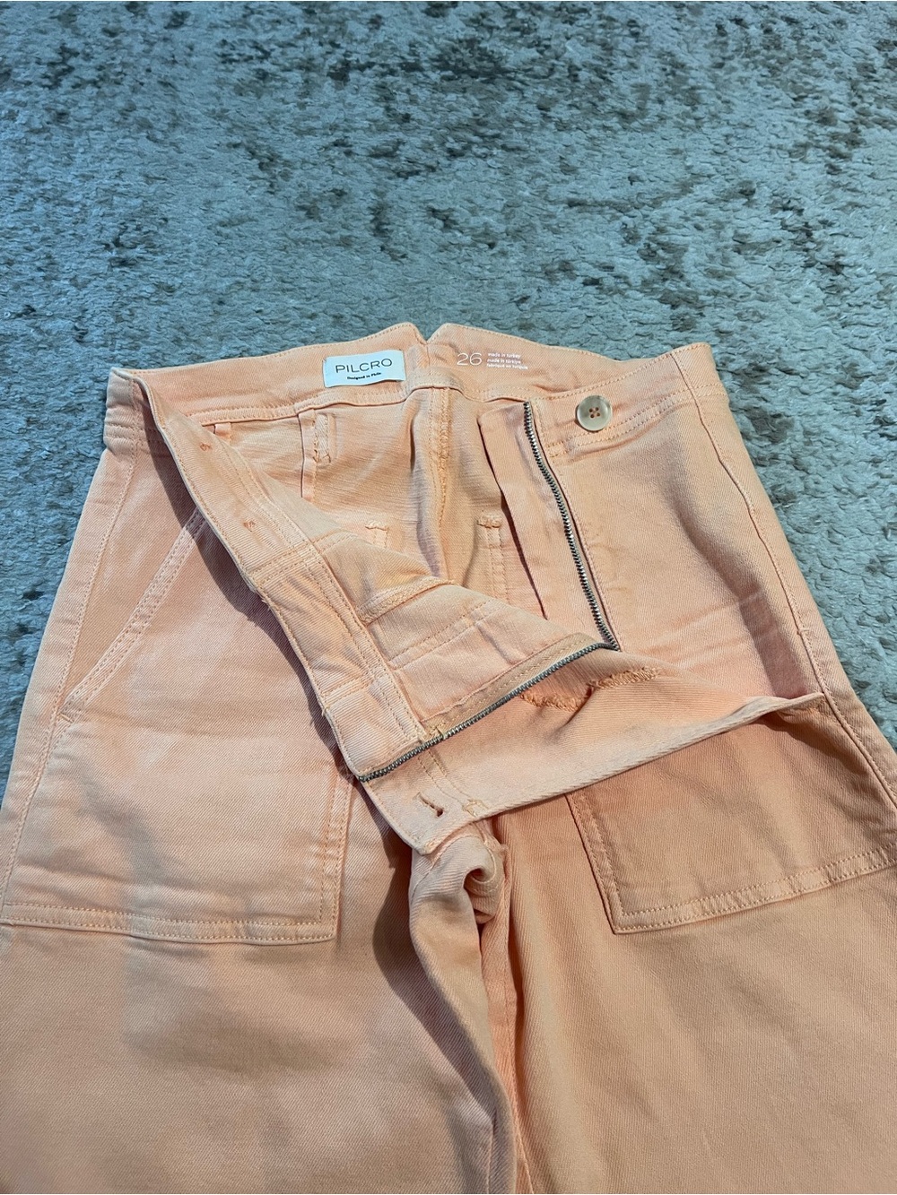 Anthropologie Pilcro The Kit Cropped Wide-Leg Utility Trousers Peach size 26 - Picture 10 of 15
